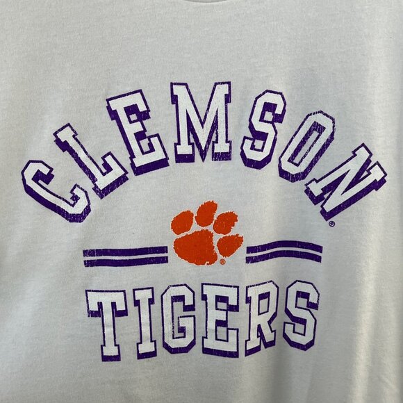 Ouray Clemson Tigers Large White Sueded T-Shirt 60% Cotton & Polyester Soft Feel - Picture 3 of 6